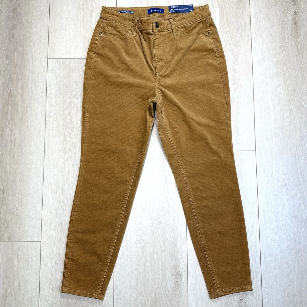 Talbots Flawless High Waist Corduroy Jegging Ankle Pants Womens 8P Brown Stretch